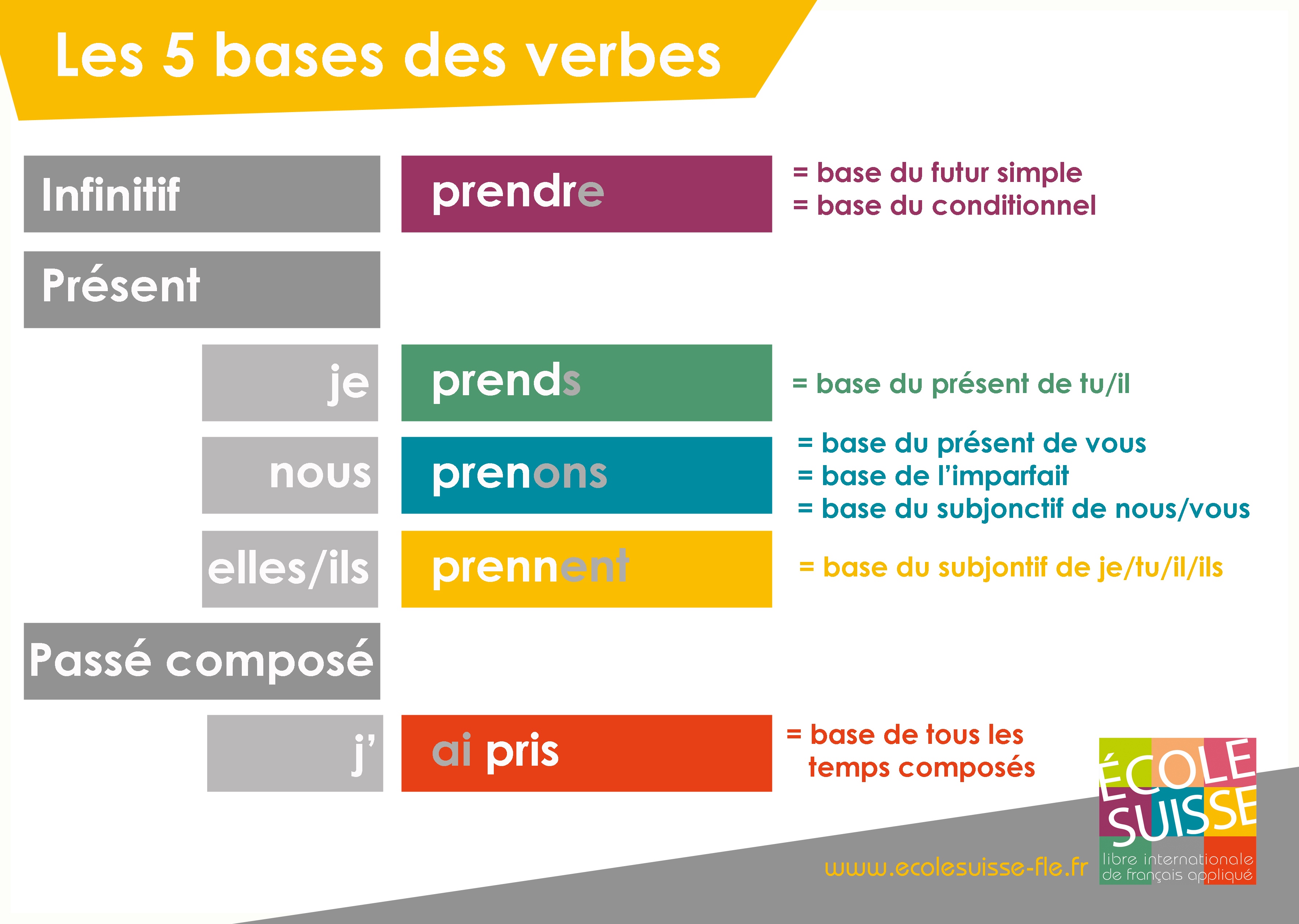 Les 5 bases essentielles des verbes pour la conjugaison du français