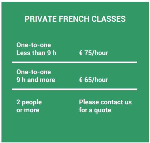 Prices for private French lessons in Paris at École Suisse